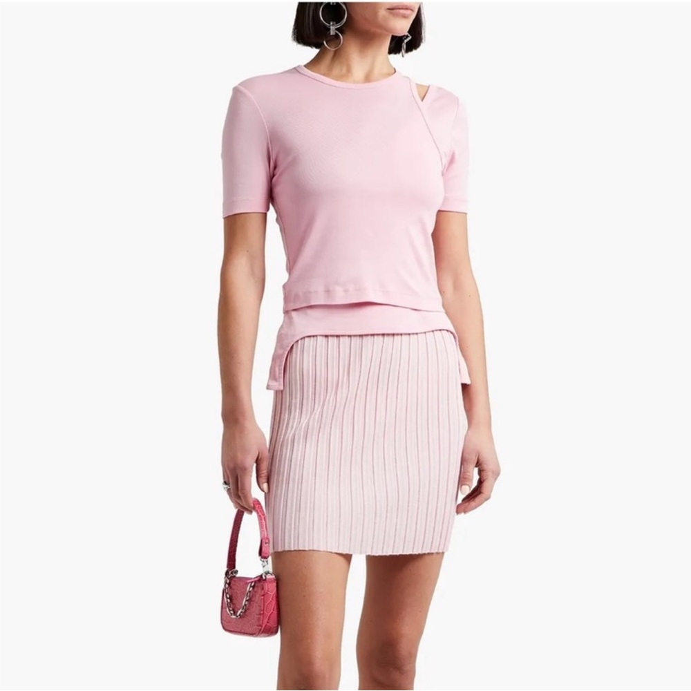 NWT! Helmut Lang Light Pink Fine Rib Skirt